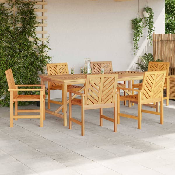 vidaXL Hage Spisegruppe 7 pcs Brun Solid akasietre