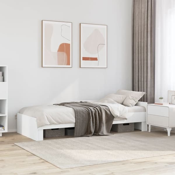 vidaXL Sängram vit 90x200 cm konstruerat trä