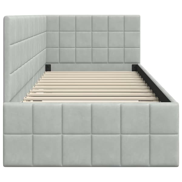 vidaXL Hörnssängram Ljusgrå 80 x 200 cm Sammet