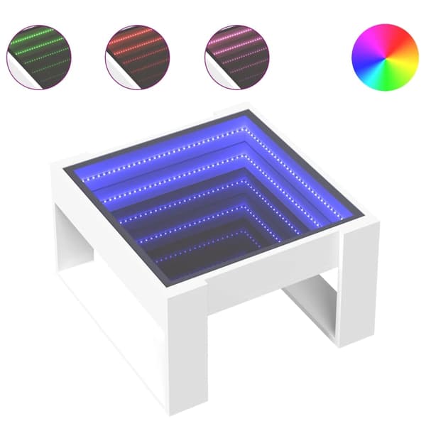 vidaXL Soffbord med Infinity LEDs vit 50x53x30 cm