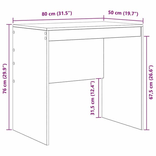 vidaXL Skrivebord Hvit 80 x 50 x 76 cm