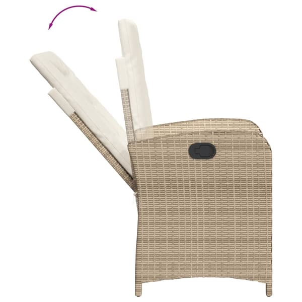 vidaXL Bistrogrupp med dynor 3 delar beige konstrotting