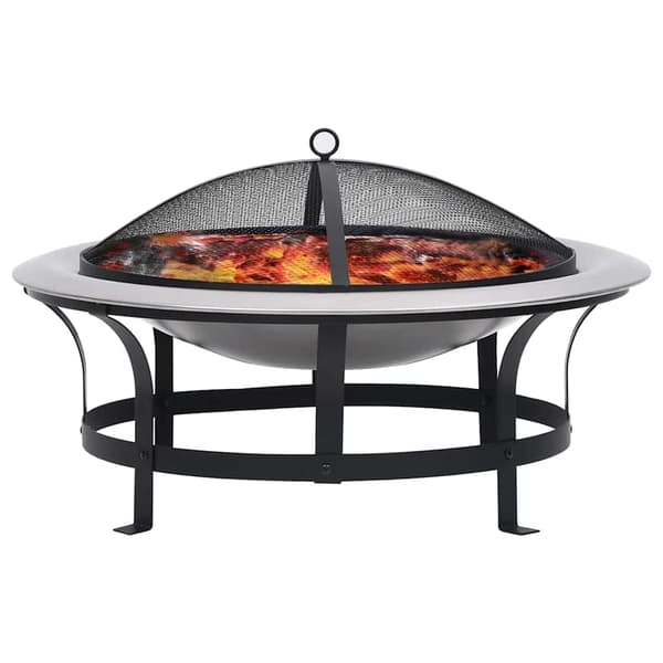 vidaXL Utendørs bålfat med grill rustfritt stål 76 cm
