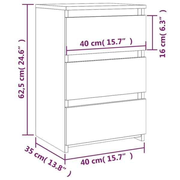 vidaXL Nattbord røkt eik 40x35x62,5 cm konstruert tre