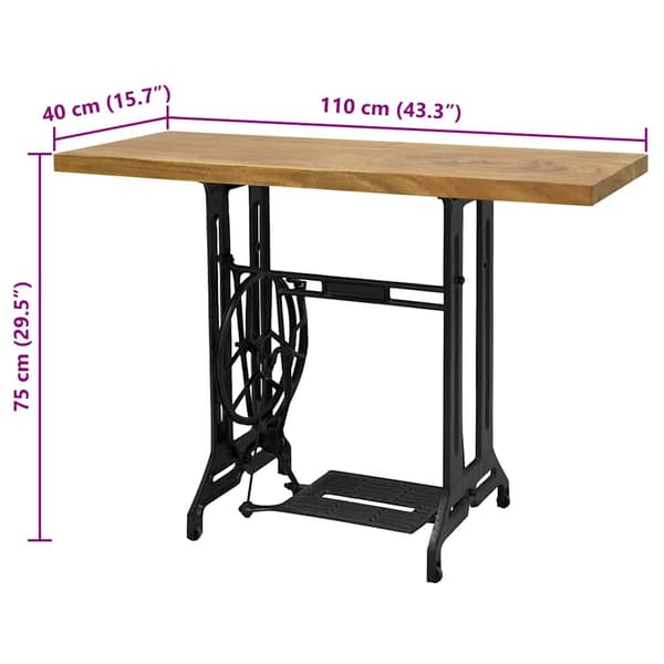 vidaXL Konsollbord til symaskin 110x40x75 cm