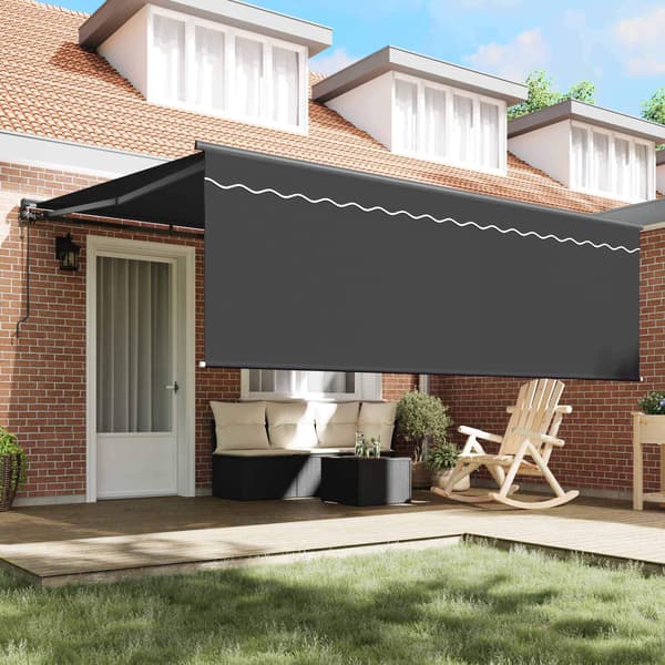 vidaXL Utfällbar markis Antracit 400 × 300 cm Polyester och aluminium