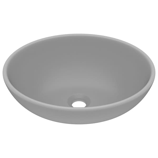 vidaXL Luksuriøs servant ovalformet matt lysegrå 40x33 cm keramisk