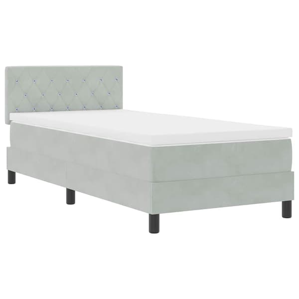 vidaXL Bäddfjäder med madrass Ljusgrå 100 x 200 cm Sammet