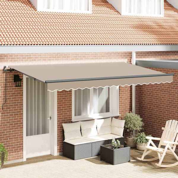 vidaXL Utfällbar markis Beige 400 x 200 cm tyg