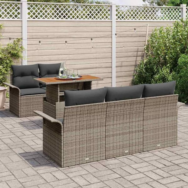 vidaXL Trädgårdsoffset med lagring 6 pcs Grå Poly rattan