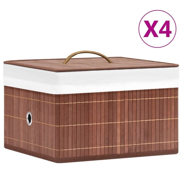 vidaXL Förvaringslådor bambu 4 st brun