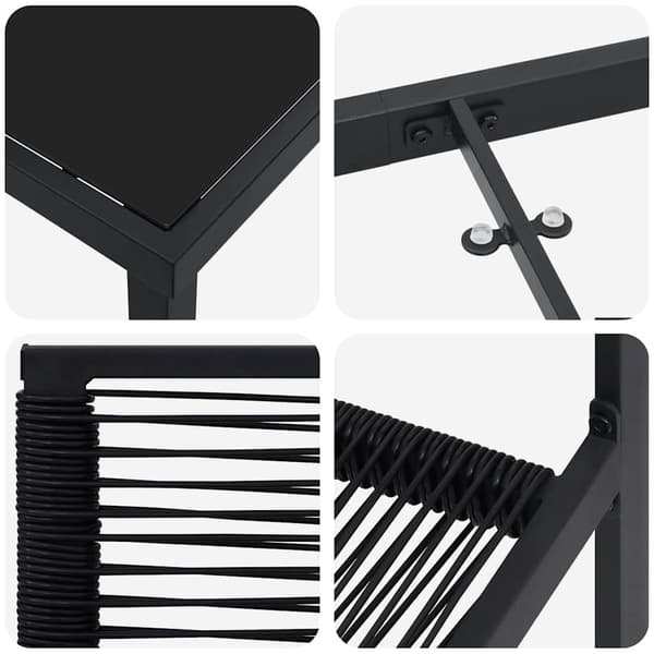 vidaXL Trädgårdsmöbelset 9 pcs Svart Pulverlackerat stål