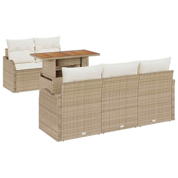 vidaXL Trädgårdsoffset med lagring 6 pcs Beige Poly rattan