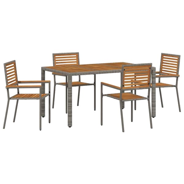vidaXL Hage Spisegruppe 5 pcs Grå og Brun polyrotting