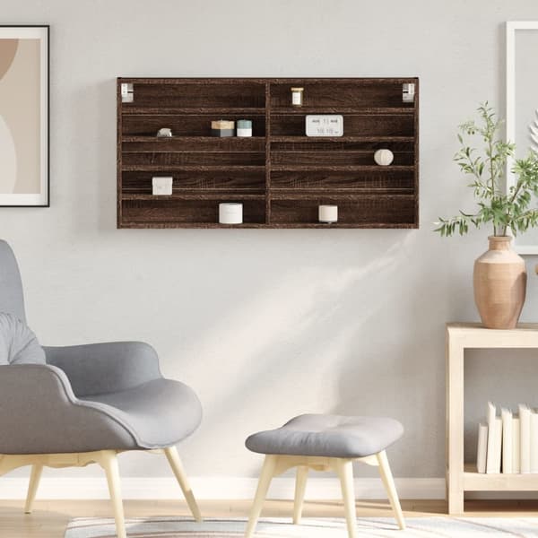 vidaXL Hyller brun eik 100x8,5x50 cm konstruert tre