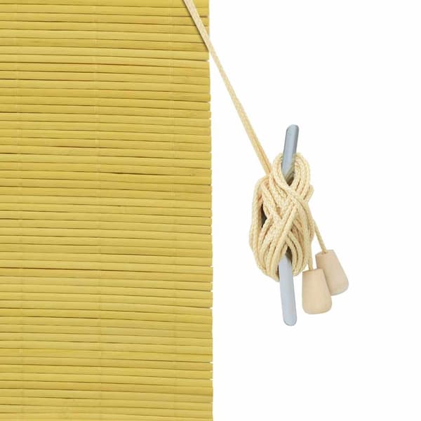 vidaXL Rullgardin med gardiner Gul 90 x 220 cm Bambu