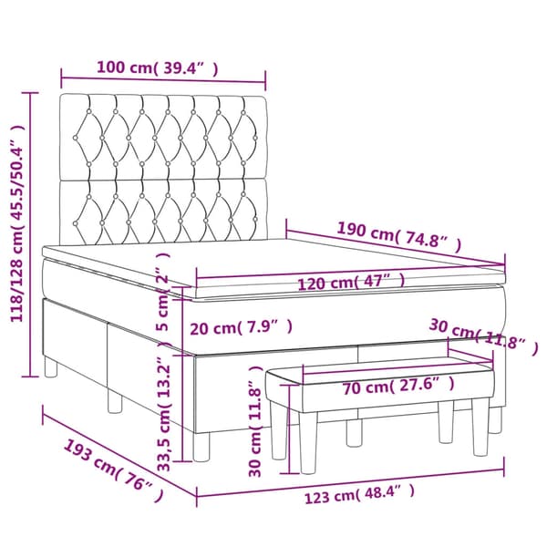 vidaXL Ramsäng med madrass blå 120x190 cm tyg