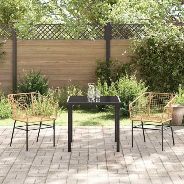 vidaXL Hage Spisegruppe 3 pcs Brun polyrotting