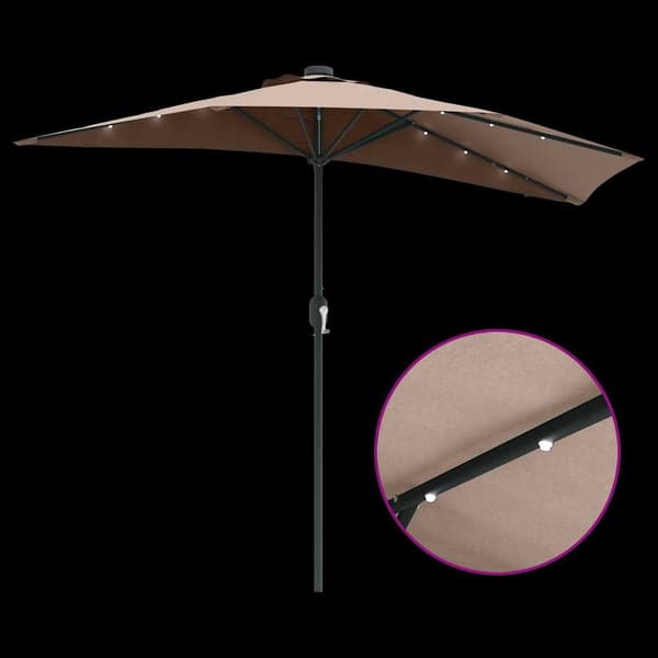 vidaXL Hageparasol Gråbrun 294 x 150 x 223 cm Polyester og stål