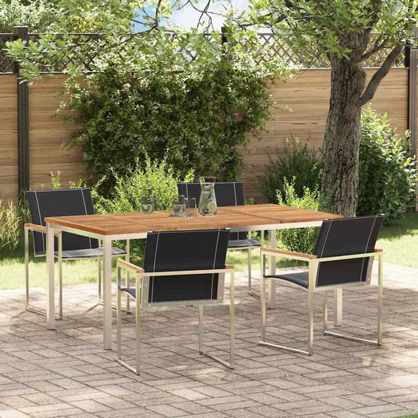 vidaXL Hage Spisegruppe 5 pcs Brun Solid akasietre