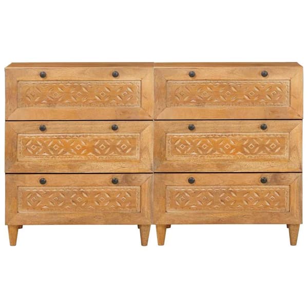 vidaXL Serviesskap 2 pcs Brun 60 x 33 x 75 cm heltre mango