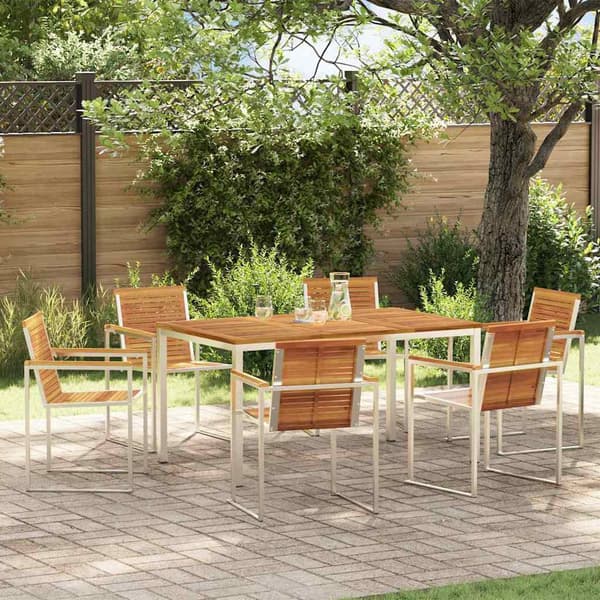 vidaXL Hage Spisegruppe 7 pcs Brun Solid akasietre