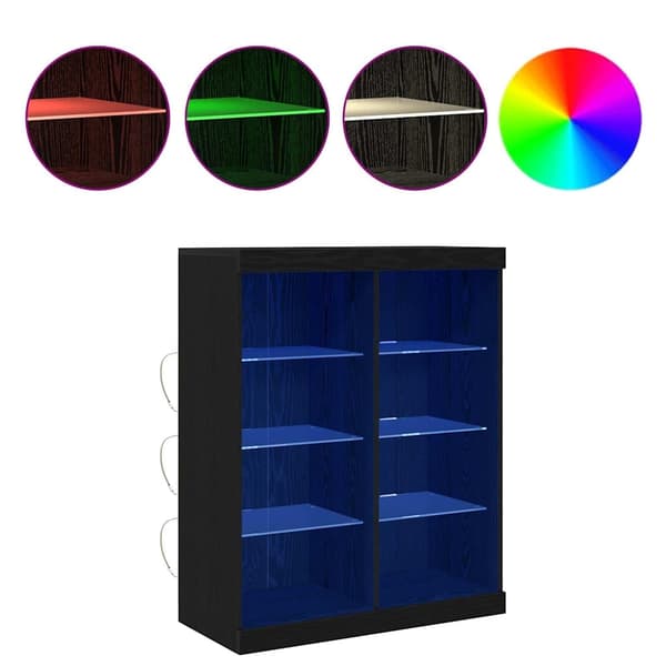 vidaXL LED sideboard Svart Eik 41 x 37 x 100 cm Konstruert tre