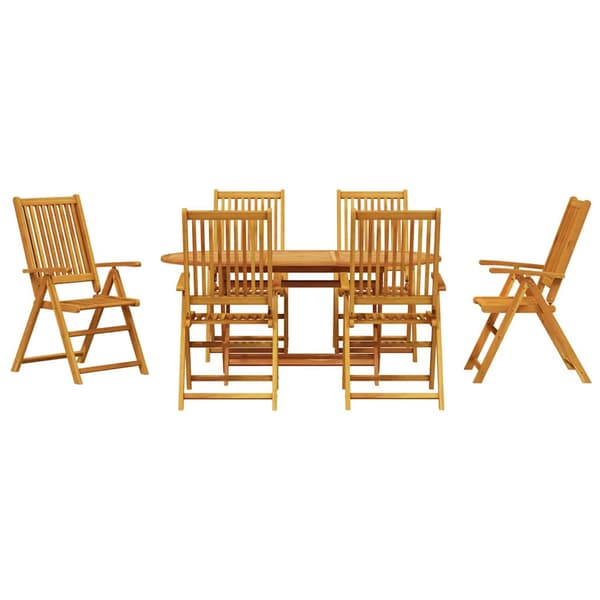 vidaXL Hage Spisegruppe 7 pcs Brun Solid akasietre