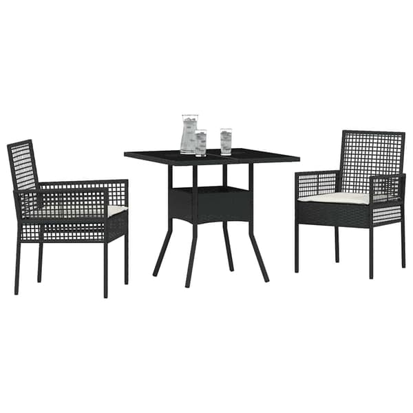 vidaXL Trädgårdsmöbelset 3 pcs Svart konstrotting