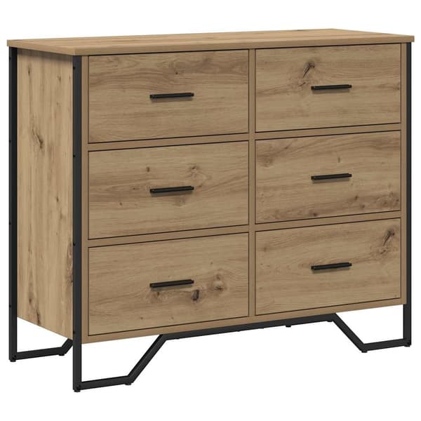 vidaXL Kommode med skuff 2 pcs Artisan Eik 91 x 35,5 x 74,5 cm