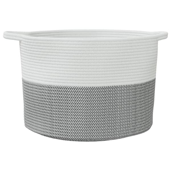 vidaXL Tvättkorg grå och vit Ø55x36 cm bomull