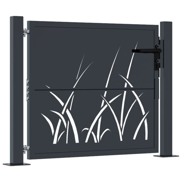 vidaXL Trädgårdsgrind antracit 100x100 cm stål gräsdesign