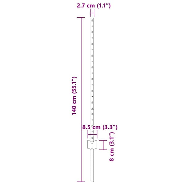 vidaXL Gjerdepunkter 10 pcs Grå 100 cm Stål