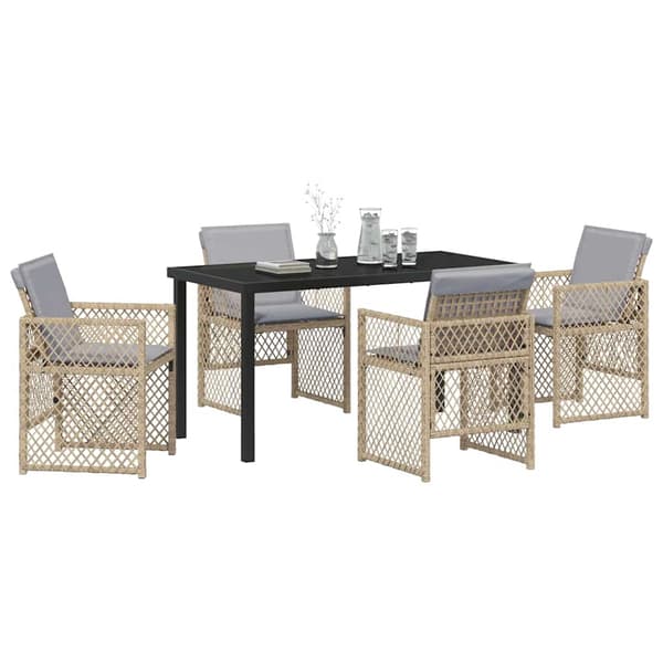 vidaXL Hage Spisegruppe 5 pcs Beige polyrotting