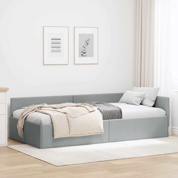 vidaXL Hörnssängram Ljusgrå 80 x 200 cm tyg