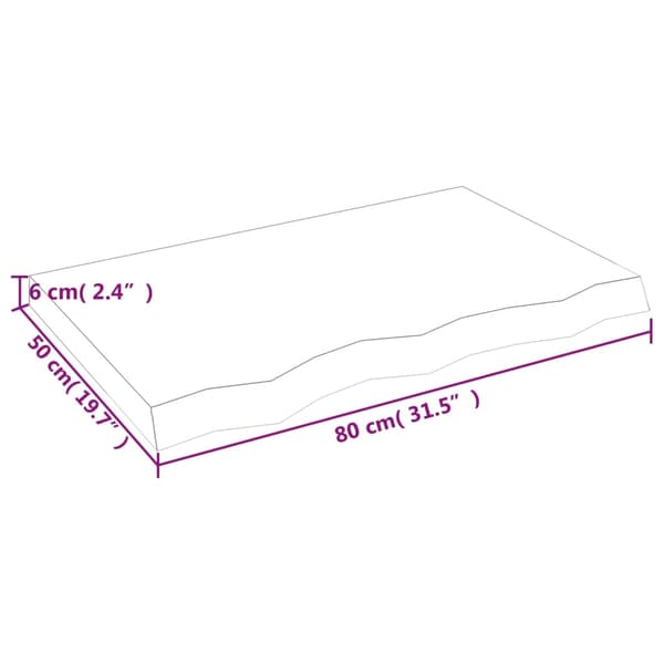 vidaXL Bordplate 80x50x(2-6) cm ubehandlet heltre eik