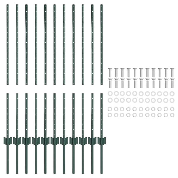 vidaXL Gjerdepåle 11 pcs grønn 100 cm Stål