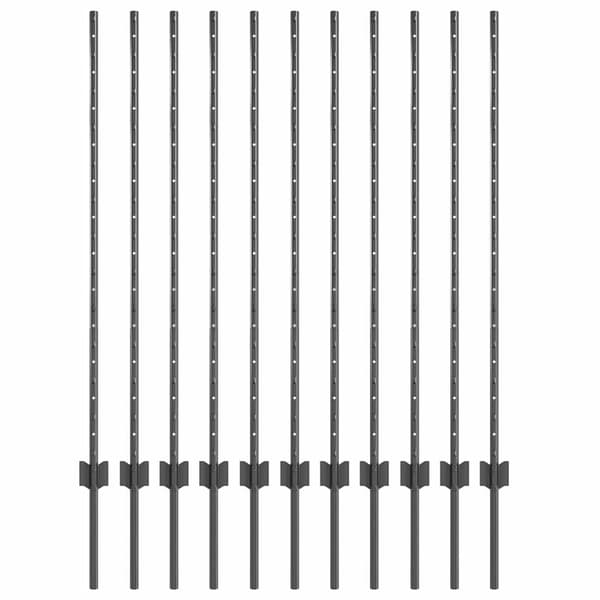 vidaXL Gjerdepåle 11 pcs Grå 120 cm Stål