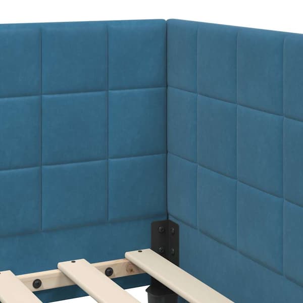 vidaXL Hörnssängram Blå 90 x 200 cm Sammet