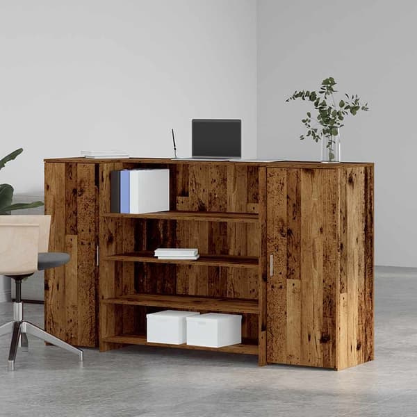 vidaXL Receptionsdisk åldrat trä 180x50x103,5 cm konstruerat trä
