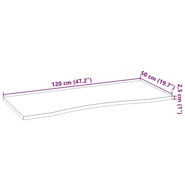 vidaXL Bordplate lysebrun 120x50x2,5 cm rektangulær heltre eik
