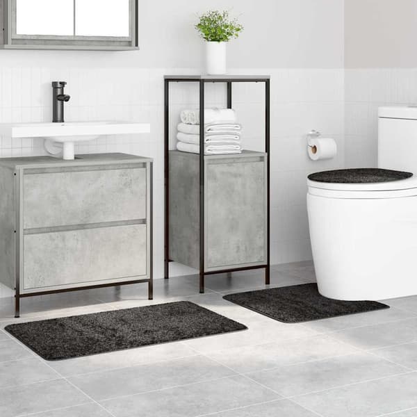 vidaXL Badmatta 3 pcs Mörkgrå 50 x 50 cm Polypropylen