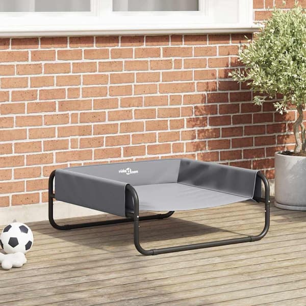 vidaXL Hundeseng Lysegrå 75 x 75 x 30 cm Stål
