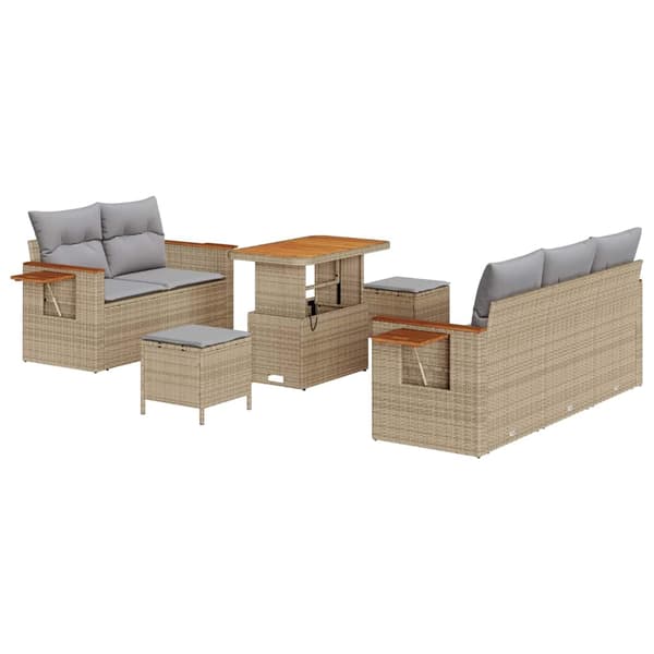 vidaXL Trädgårdsoffset med kudde 8 pcs Beige och Ljusgrå