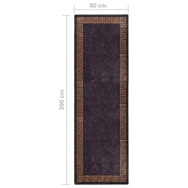 vidaXL Vaskbart teppe 80x300 cm svart og gull sklisikker