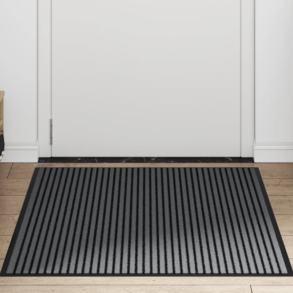 vidaXL Dørmatte Stripe Svart og Grå 90x150 cm