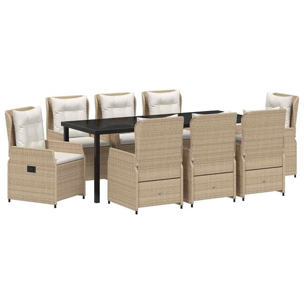 vidaXL Trädgårdsmöbelset 9 pcs Beige och Ljusgrå konstrotting