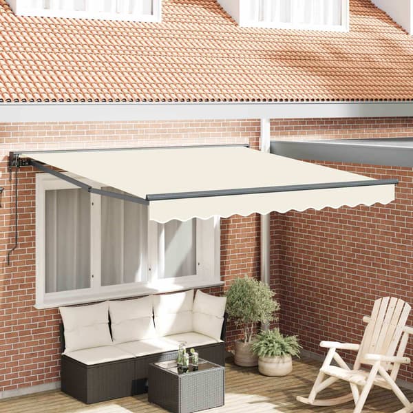vidaXL Markisram Kräm 350 x 250 cm Polyester med PU-beläggning