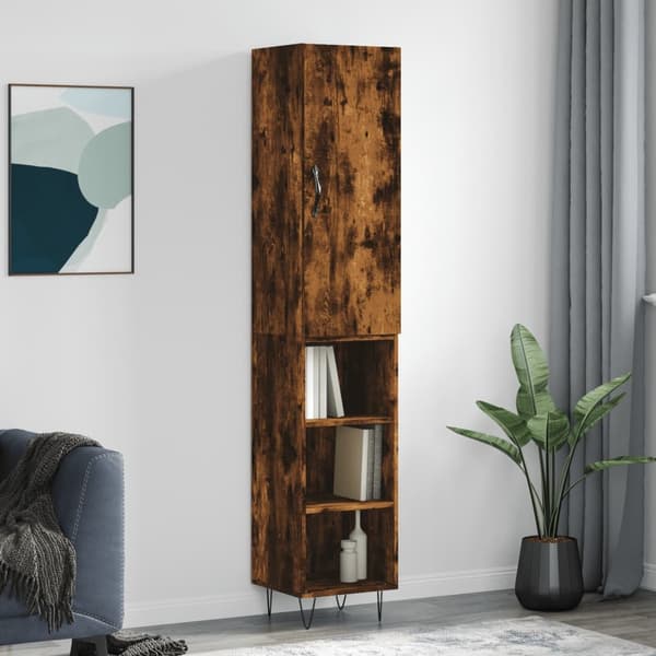 vidaXL Highboard røkt eik 34,5x34x180 cm konstruert tre