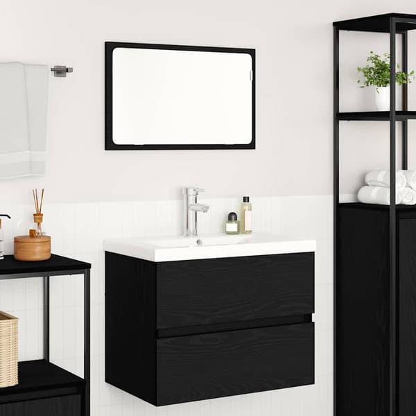 vidaXL Baderomsinnredningssett 3 pcs Svart Eik Konstruert tre